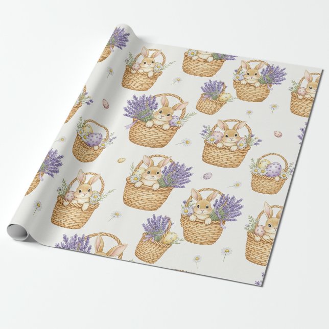 Minimalt Påskharen Pastell Fjädermönster (5) Presentpapper (Utrullad)