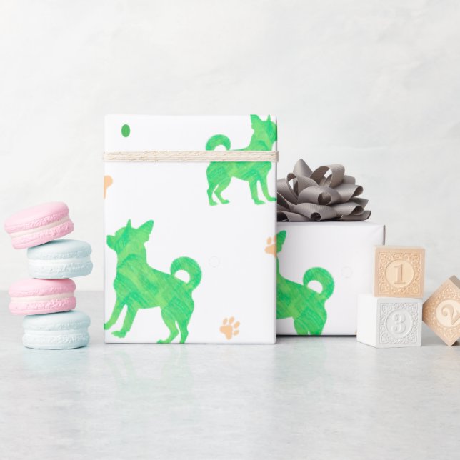 Minimalt pastellgrönt chihuahua-inpackningspapper presentpapper (Baby Shower)