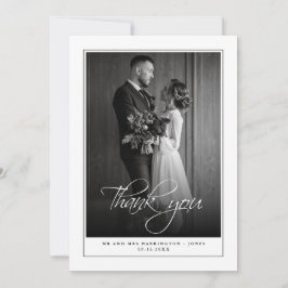 Minimalt Photo Black White Bröllop-tackkort Tack Kort