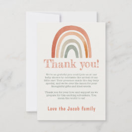 Minimalt regnbåge tack för babyduschgäster