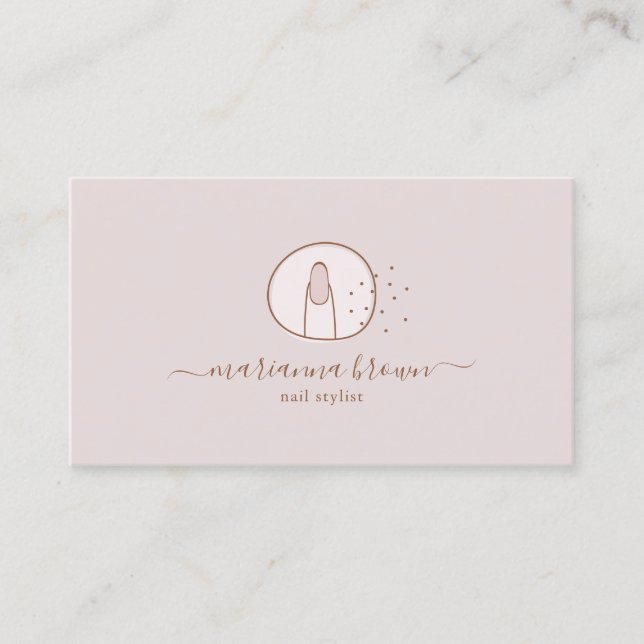 Minimalt rodnande nagelstylist skönhetssalong logo visitkort (Framsida)