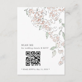 Minimalt rosabrunt blomster QR-kod bröllop RSVP Tilläggskort