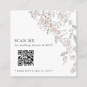 Minimalt rosabrunt blomster QR-kod bröllops-RSVP Tilläggskort