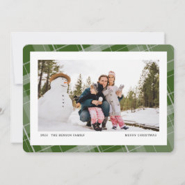 Minimalt rutigt julkort med ett foto i horisontell