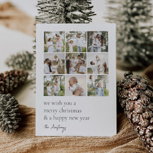 Minimalt rutnät   9 Fotokollage Julkort