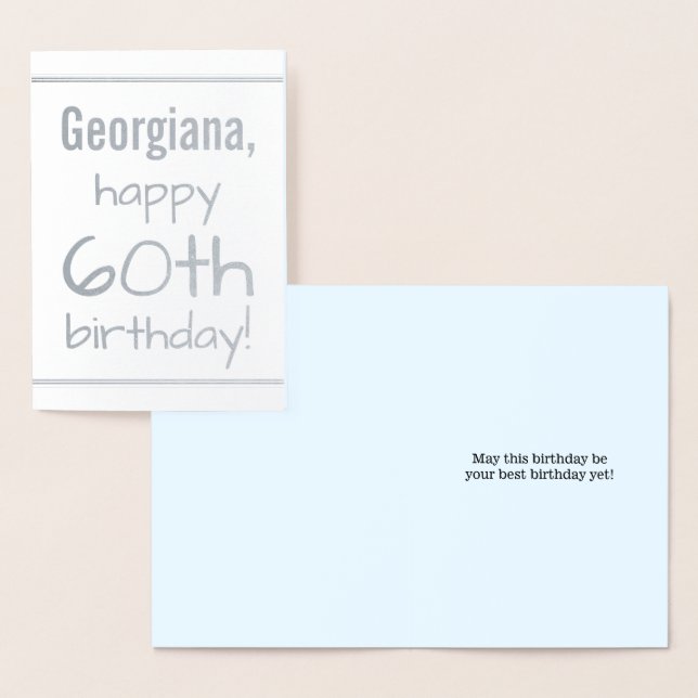 Minimalt Silver Foil 60:e födelsedagshälsningskort Folierat Kort (Display)