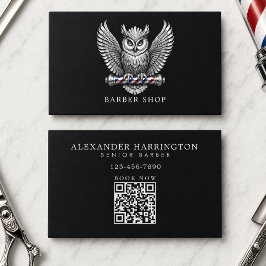 Minimalt Silver Uggla Professionell Barbershopplog Visitkort
