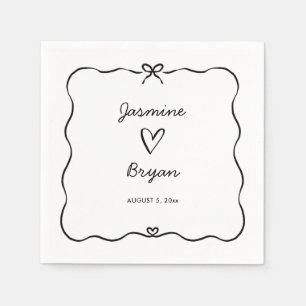 Minimalt skript Cute Bow Heart Ram Bröllop Pappersservett