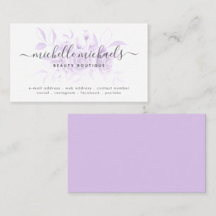 Minimalt skript för Lavender Lila Blommigt Modern Visitkort