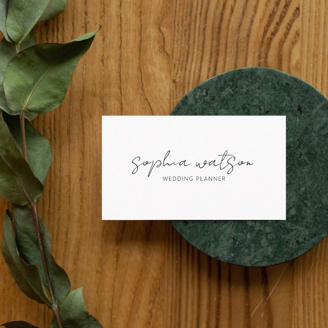 Minimalt skript Namnteckning vitt Affärskort Visitkort (Skapare uppladdad)