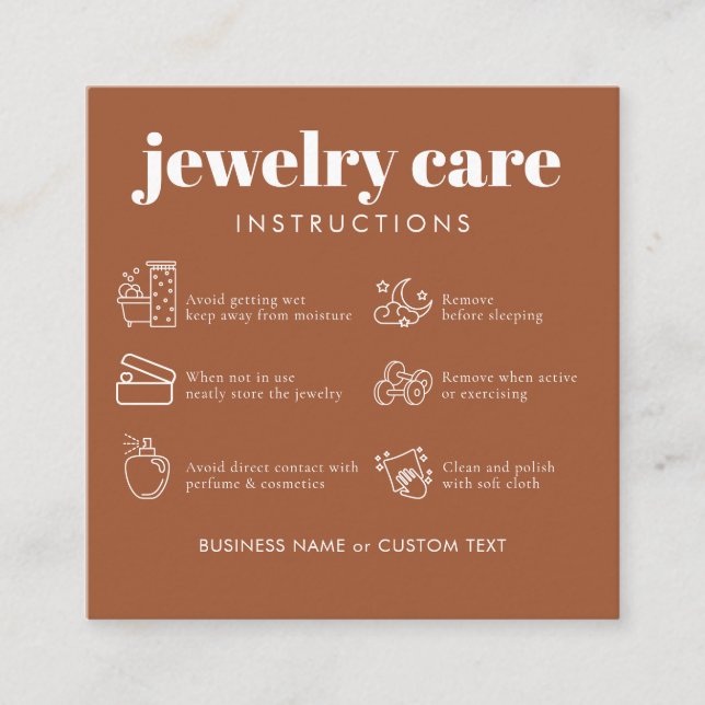 Minimalt smyckevård tack affärsterrakotta tilläggskort (Framsida)