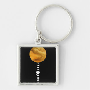 Minimalt solenergisystem fyrkantig silverfärgad nyckelring