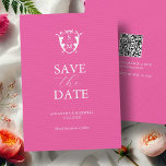 Minimalt spara datum för dagens viktiga Rosa Spara Datumet<br><div class="desc">Meddela er speciella dag med dessa moderna inbjudningar till bröllop spara datum, designade för den moderna bruden och brudgummen. Dessa inbjudningar har en fetstilt bakgrund för fuchsia rosa och en monogrambaserad vapensköld för snyggt och kombinerar enkel, icke-fotoelegans med en contemporary. Blandningen av moderna skript och klassisk typografi gör att förlovningen...</div>