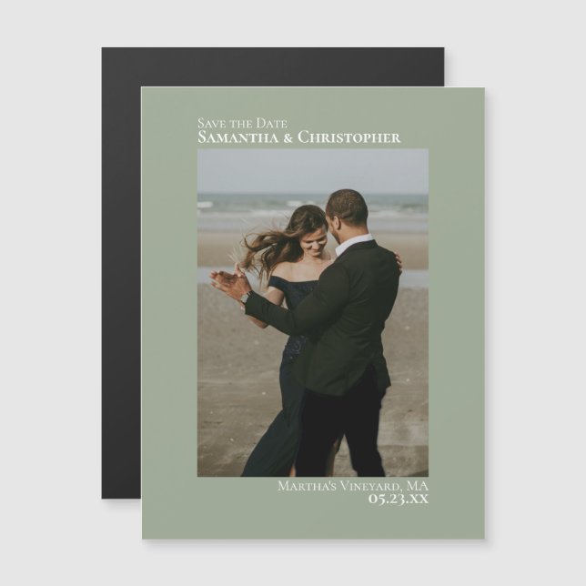 Minimalt spara Lodrät Photo Sage Magnet (Fram/baksida)