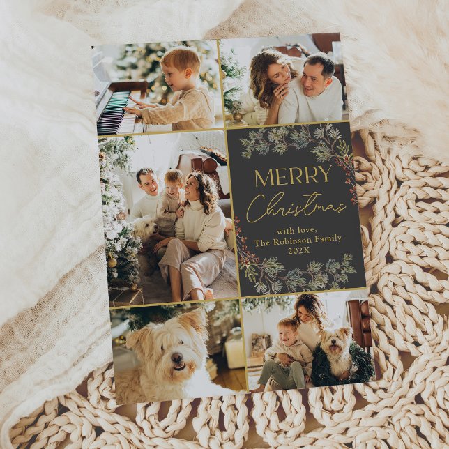 Minimalt svartvitt-God jul-kort Julkort (Skapare uppladdad)