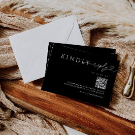 Minimalt svartvitt hjärtsvar med QR-kod Tilläggskort