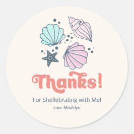Minimalt tack Seashell Birthday Tack Runt Klistermärke