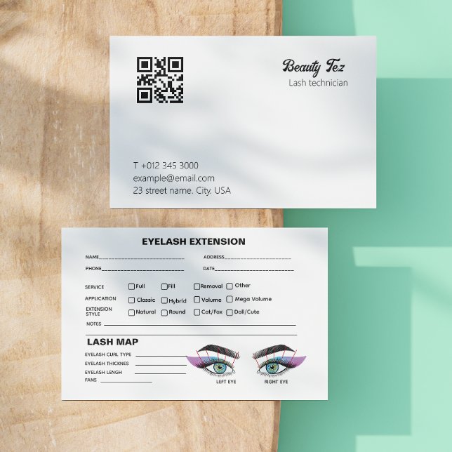 Minimalt tillägg för svart och vit Lash-klient Kar Visitkort (Minimal Black And White Lash Client Extension Map Business Card)