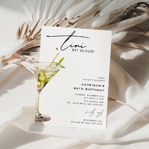 Minimalt 'tini lite äldre! Cocktail Födelsedagsfes Inbjudningar