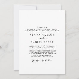 Minimalt traditionellt par och båda föräldrarna Br Inbjudningar