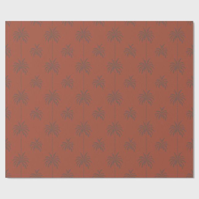 Minimalt tropiskt palmuttryck i terrakotta  presentpapper (Platt)
