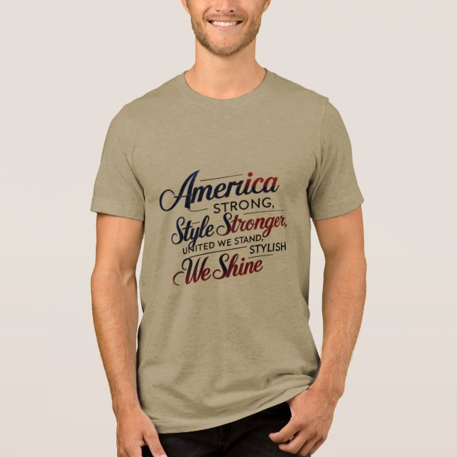 Minimalt USA-Pride Tee - America Strong, Stil Stro (Framsida)