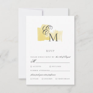 Minimalt vattenfärgsblock med Monogram Bröllop RSV OSA Kort