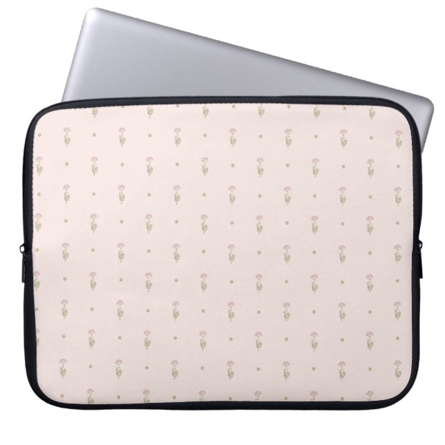 Minimalt vildblommotiv med prickar laptop fodral (Framsidan)