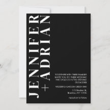 Minimalt visitkort för svart bröllopsinbjudan
