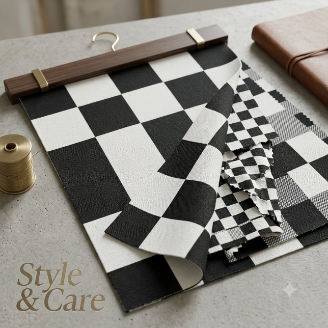 Minimalt vitt svart boxmönster stilrent tyg (Minimal White Black Box Pattern Stylish Fabric)