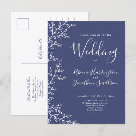 Minimalt vykort för blått bröllop i Löv