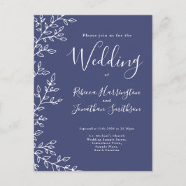 Minimalt vykort för blått bröllop i Löv