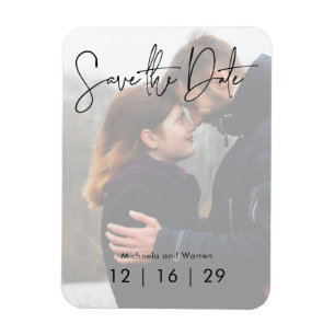 Minimalt vykort för foto Bröllop spara datum Magnet
