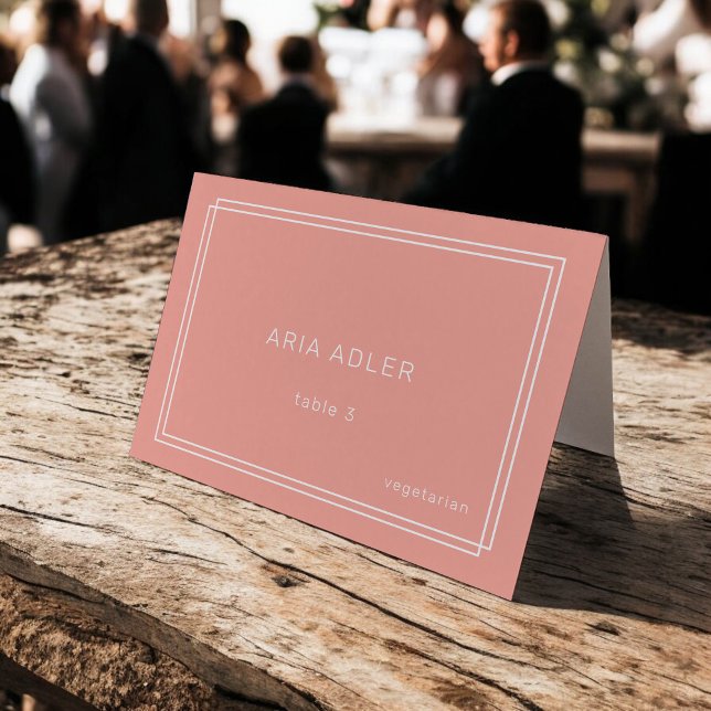 Minimiantal  periodkort för persikor Bröllop Bordsnummer (AVERY Minimal Blush Peach Wedding Place Cards)