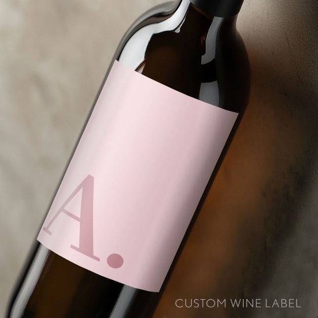 Minimidesign med ett stort modernt monogram Ro Gul Vinflaska Etikett (Custom Wine Bottle Label - Personalize a Sticker for a fun gift or memento)