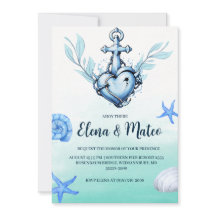 Minimiinbjudningar till snyggt nautiskt bröllop