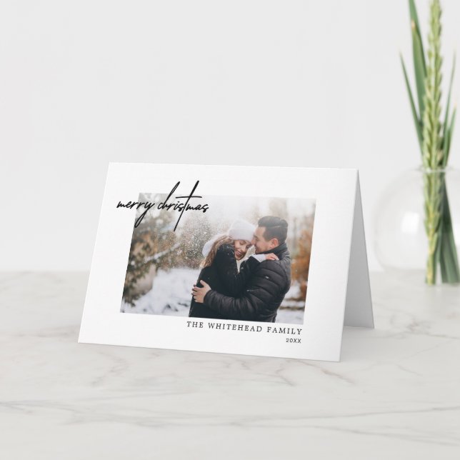 Minimikort för svart vitt i god jul helgkort (Framsida)