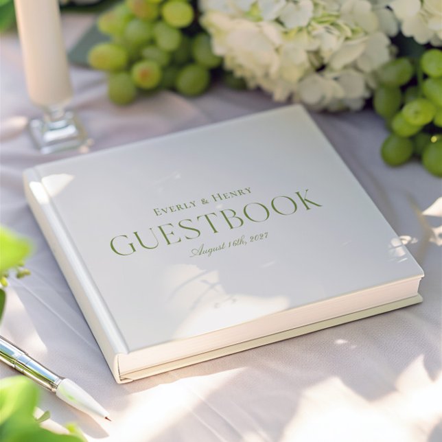 Minimikrav för Elegant Beige & Sage Grönt Bröllop Gästböcker (Minimlaist Elegant Light Blue & Sage Green Wedding Guest Book)