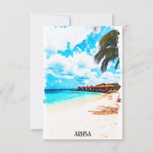 Minimilisk Aruba Karibisk Ö Vacation Kort (Framsida)