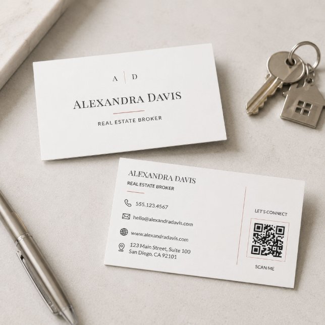 Minimilistisk QR-kod för fastighetsmäklare Visitkort (Skapare uppladdad)