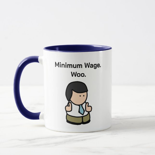 Minimilön Woo Funny Office Worker Tecknad Art Mugg (Vänster)