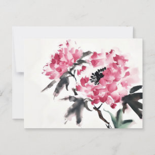Minimimålning för Peony japansk konst Vykort