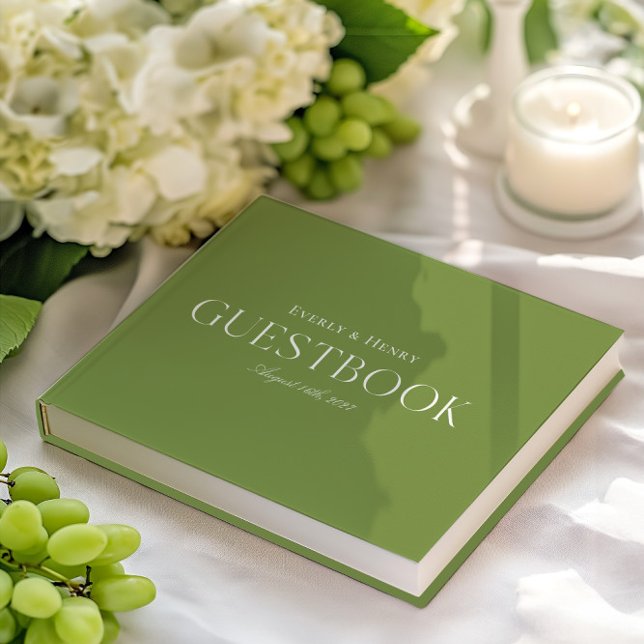 Minimipris för Elegant Grönt Bröllop Gästböcker (Minimlaist Elegant Sage Green Wedding Guest Book)