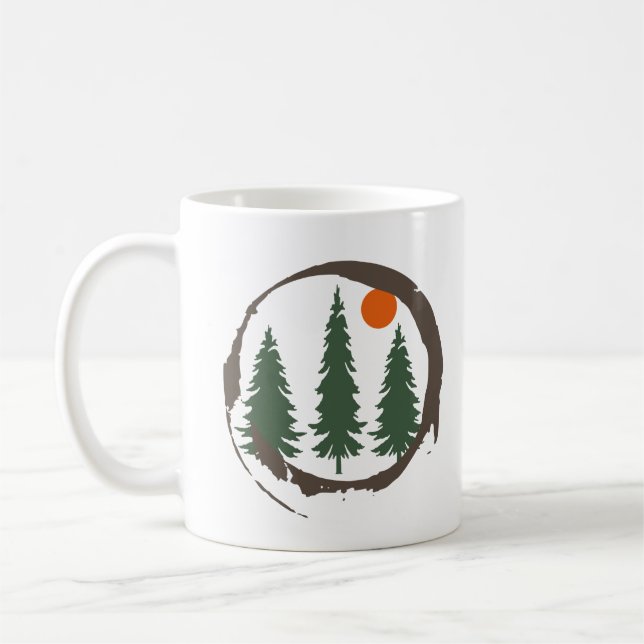 Minimiskog i landskapet gräs träd kaffemugg (Vänster)