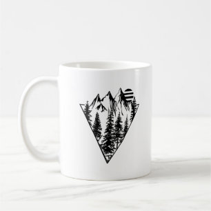 Minimiskog i landskapet gräs träd kaffemugg