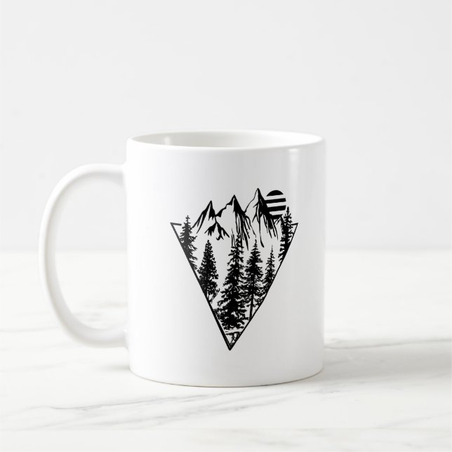 Minimiskog i landskapet gräs träd kaffemugg (Vänster)