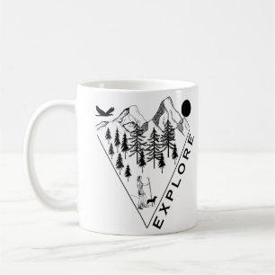 Minimiskog i landskapet gräs träd kaffemugg