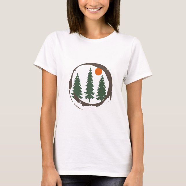 Minimiskog i landskapet gräs träd t shirt (Framsida)