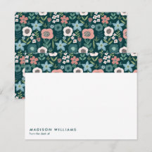 Minimiströmsflödor Trendig Modern Note Card- för S