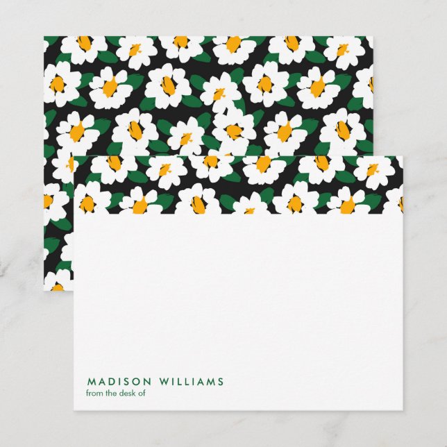 Minimiströmsflödor Trendig Modern Note Card- för S Anteckningskort (Fram/baksida)